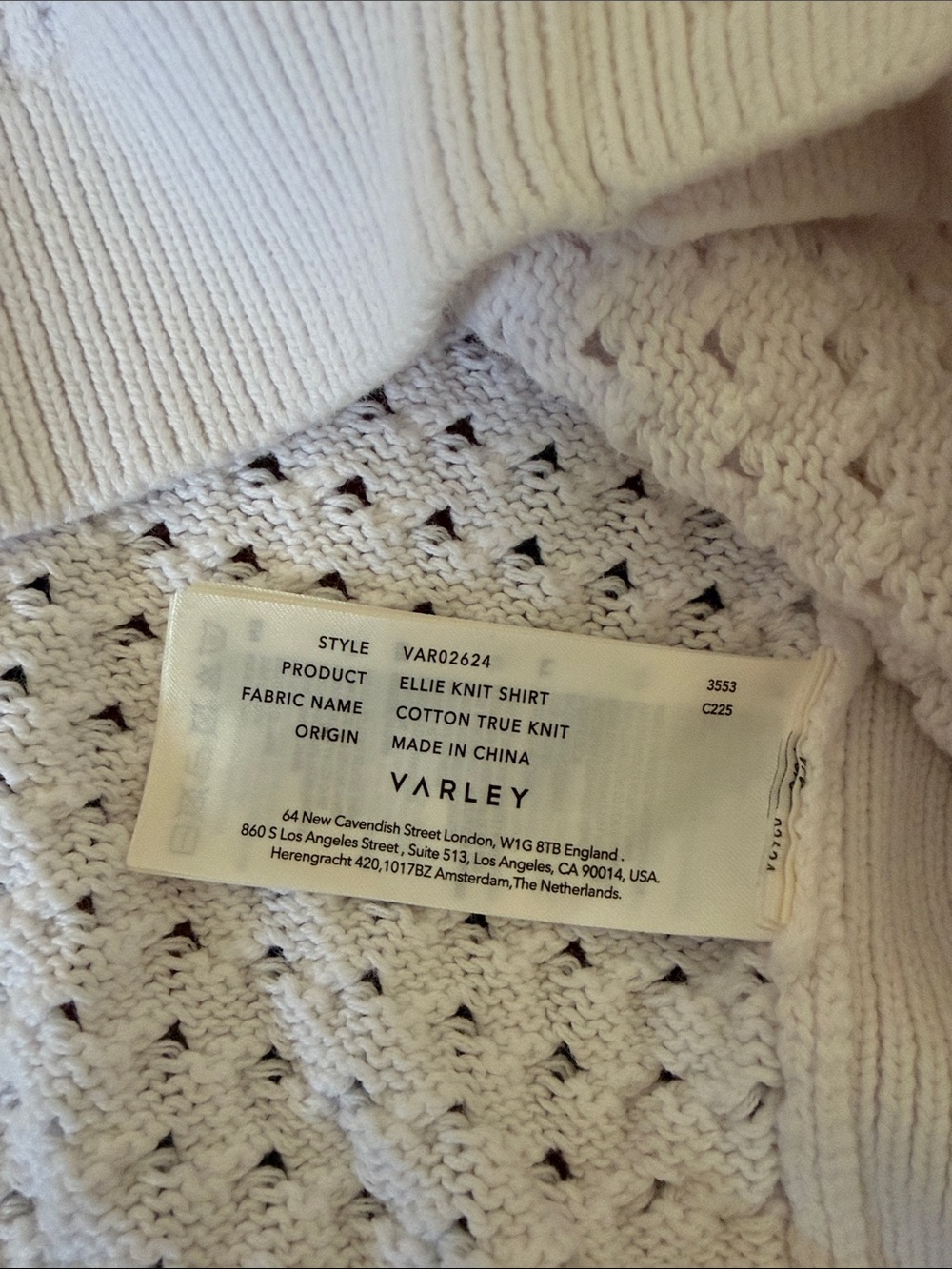 VARLEY Ellie Knit White Cotton Crochet Shirt Cardigan Size Small S Oversized - Picture 8 of 11
